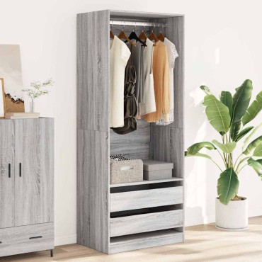 vidaXL Ντουλάπα Γκρι Sonoma 80x50x200cm από Επεξεργασμένο Ξύλο 1 τεμ.