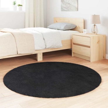 vidaXL Χαλί Shaggy με Ψηλό Πέλος NAVARRA Μαύρο 120x120cm πολυεστέρας