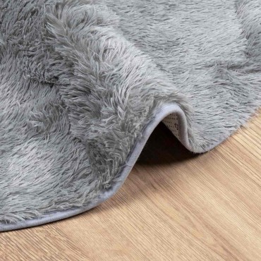 vidaXL Χαλί Shaggy με Ψηλό Πέλος NAVARRA Ασημί Γκρι 160x160cm