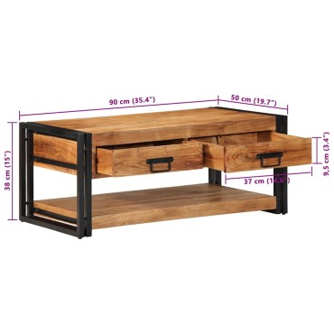 vidaXL Τραπεζάκι σαλονιού 90x50x38cm μασίφ ξύλο ακακίας 1 τεμ.