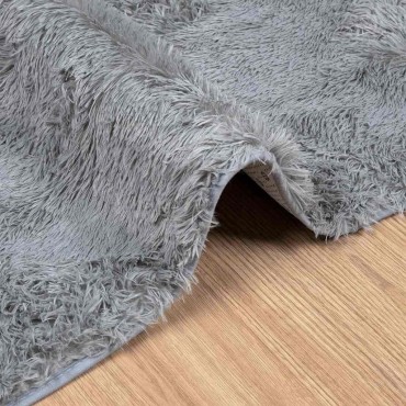 vidaXL Χαλί Shaggy με Ψηλό Πέλος NAVARRA Ασημί Γκρι 130x200cm