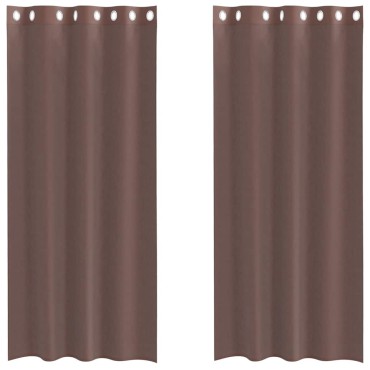 vidaXL Κουρτίνες Voile με ροδέλες 2 τεμάχια Καφέ 140x245cm