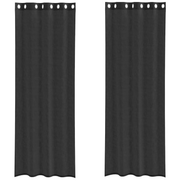 vidaXL Κουρτίνες Voile με ροδέλες 2 τεμάχια Μαύρο 140x260 εκ.