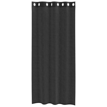 vidaXL Κουρτίνες Voile με ροδέλες 2 τεμάχια Μαύρο 140x225cm