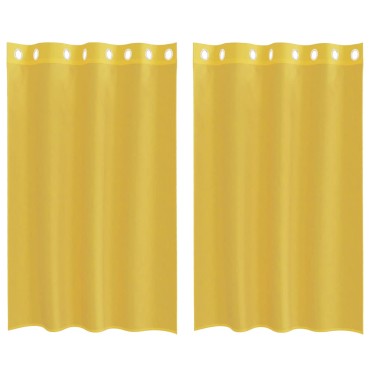 vidaXL Voile κουρτίνες με ροδέλες 2 τεμάχια Κίτρινο 140x175cm