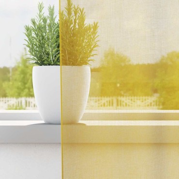 vidaXL Voile κουρτίνες με ροδέλες 2 τεμάχια Κίτρινο 140x175cm
