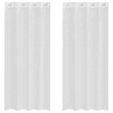vidaXL Voile κουρτίνες με ροδέλες 2 τεμάχια Λευκό 140x225cm