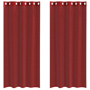 vidaXL Voile κουρτίνες με ροδέλες 2 τεμάχια Μπορντό 140x245cm