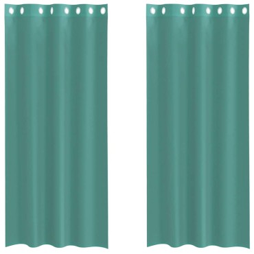vidaXL Voile κουρτίνες με ροδέλες 2 τεμάχια Τιρκουάζ 140x225cm