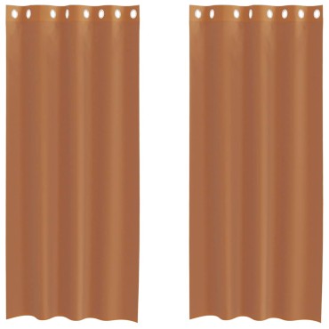 vidaXL Voile κουρτίνες με ροδέλες 2 τεμάχια Τερακότα 140x225cm
