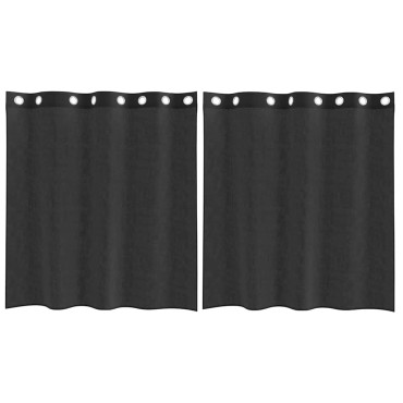 vidaXL Κουρτίνες Voile με ροδέλες 2 τεμάχια Μαύρο 140x140cm