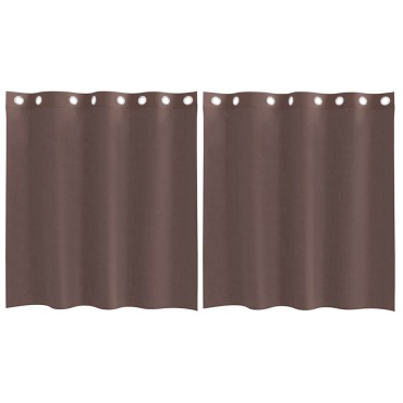 vidaXL Κουρτίνες Voile με ροδέλες 2 τεμάχια Καφέ 140x140cm