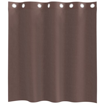 vidaXL Κουρτίνες Voile με ροδέλες 2 τεμάχια Καφέ 140x140cm