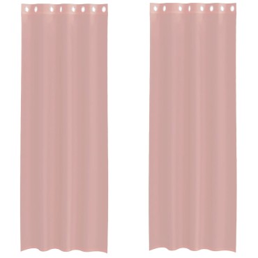 vidaXL Κουρτίνες Voile με ροδέλες 2 τεμάχια Ροζ 140x260cm