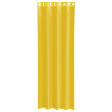 vidaXL Voile κουρτίνες με ροδέλες 2 τεμάχια Κίτρινο 140x300cm