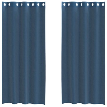 vidaXL Voile κουρτίνες με ροδέλες 2 τεμάχια Μπλε Ρουά 140x225cm