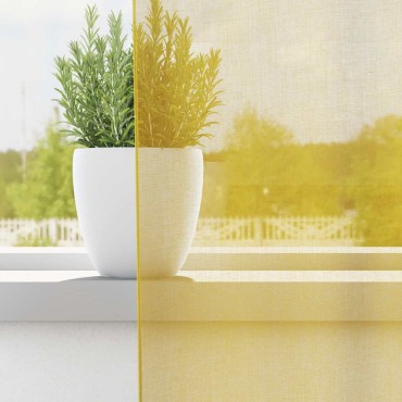 vidaXL Voile κουρτίνες με ροδέλες 2 τεμάχια Κίτρινο 140x245cm
