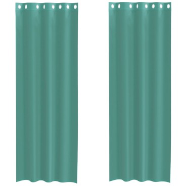 vidaXL Voile κουρτίνες με ροδέλες 2 τεμάχια Τιρκουάζ 140x300cm