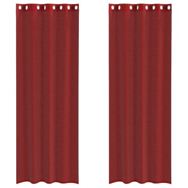 vidaXL Voile κουρτίνες με ροδέλες 2 τεμάχια Μπορντό 140x300cm