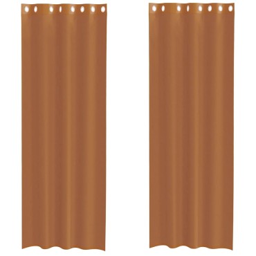 vidaXL Voile κουρτίνες με ροδέλες 2 τεμάχια Τερακότα