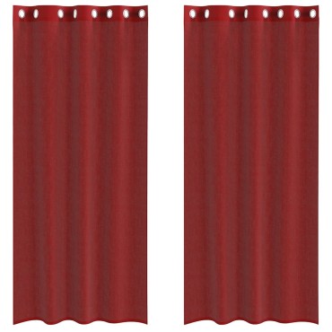 vidaXL Voile κουρτίνες με ροδέλες 2 τεμάχια Μπορντό 140x225cm