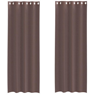 vidaXL Κουρτίνες Voile με ροδέλες 2 τεμάχια Καφέ 140x300 εκ.