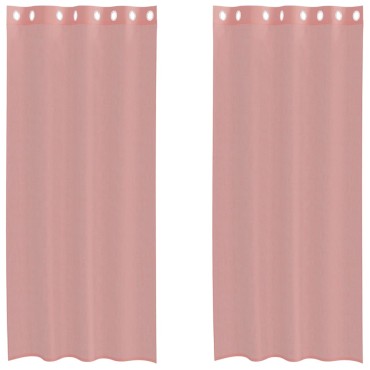 vidaXL Κουρτίνες Voile με ροδέλες 2 τεμάχια Ροζ 140x245cm