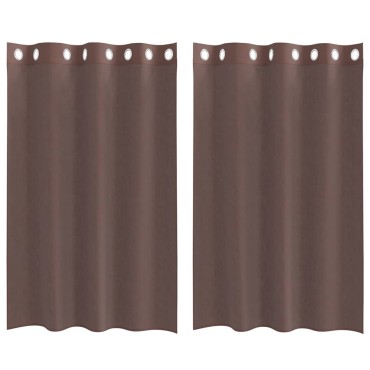 vidaXL Κουρτίνες Voile με ροδέλες 2 τεμάχια Καφέ 140x175 εκ.