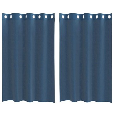 vidaXL Voile κουρτίνες με ροδέλες 2 τεμάχια Μπλε Ρουά 140x175cm