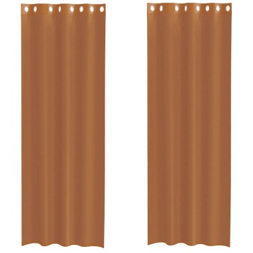 vidaXL Voile κουρτίνες με ροδέλες 2 τεμάχια Τερακότα