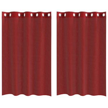 vidaXL Voile κουρτίνες με ροδέλες 2 τεμάχια Μπορντό 140x175cm