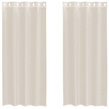 vidaXL Κουρτίνες Voile με ροδέλες 2 τεμάχια Κρεμ 140x245 εκ.