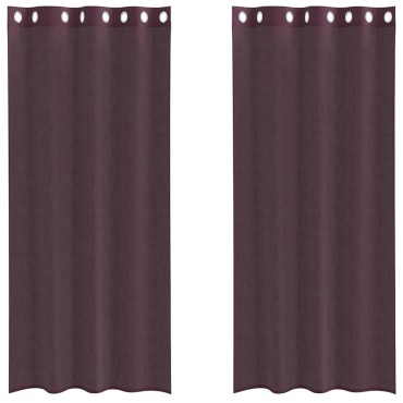 vidaXL Κουρτίνες Voile με ροδέλες 2 τεμάχια Μοβ 140x245cm