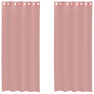 vidaXL Κουρτίνες Voile με ροδέλες 2 τεμάχια Ροζ 140x225cm
