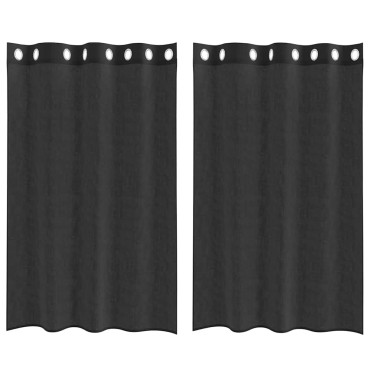 vidaXL Κουρτίνες Voile με ροδέλες 2 τεμάχια Μαύρο 140x175cm