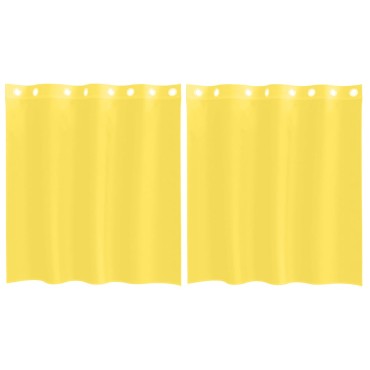 vidaXL Voile κουρτίνες με ροδέλες 2 τεμάχια Κίτρινο 140x140cm
