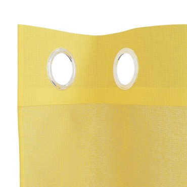 vidaXL Voile κουρτίνες με ροδέλες 2 τεμάχια Κίτρινο 140x225cm