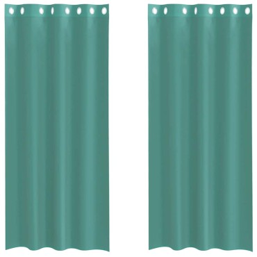 vidaXL Voile κουρτίνες με ροδέλες 2 τεμάχια Τιρκουάζ 140x245cm