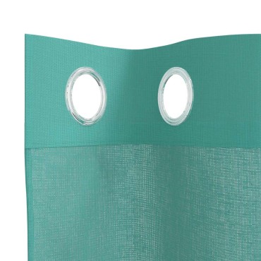 vidaXL Voile κουρτίνες με ροδέλες 2 τεμάχια Τιρκουάζ 140x175cm