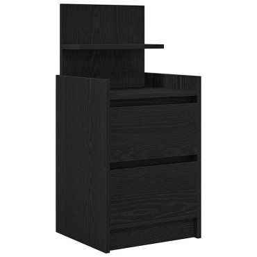 vidaXL Κομοδίνο με 2 συρτάρια Μαύρο 38x34x80cm 1 τεμ.