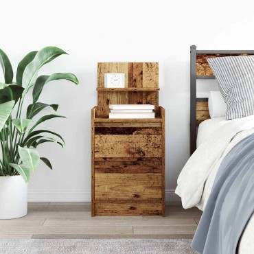 vidaXL Κομοδίνο με 2 συρτάρια Όψη Παλαιού Ξύλου 38x34x80cm 1 τεμ.