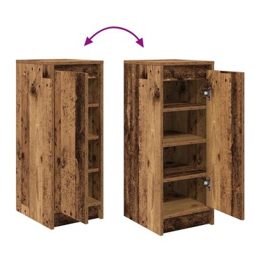 vidaXL Παπουτσοθήκη Όψη Παλαιού Ξύλου 29,5x34x76cm Επεξ. Ξύλο