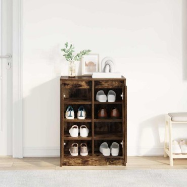 vidaXL Παπουτσοθήκη Καπνιστή Δρυς 57x34x76cm από Επεξεργ. Ξύλο