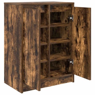 vidaXL Παπουτσοθήκη Καπνιστή Δρυς 57x34x76cm από Επεξεργ. Ξύλο