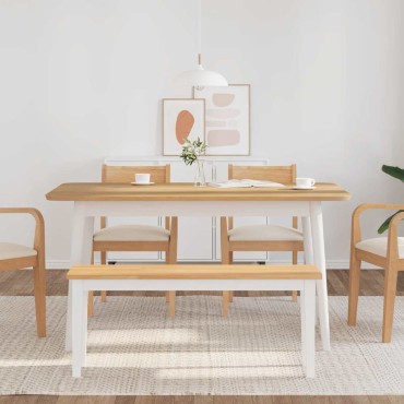 Πάγκος vidaXL Λευκό μασίφ ξύλο καουτσούκ 110x30x45cm