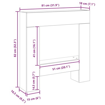 vidaXL Γύρος τζακιού Μαύρη βελανιδιά 81x18x82 cm Ξύλινη κατασκευή