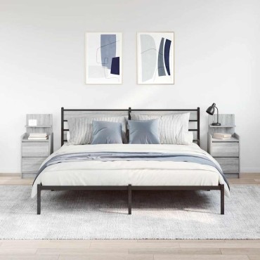 vidaXL Κομοδίνα με 2 συρτάρια 2 τεμ. Γκρι Sonoma 38x34x80cm