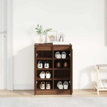 vidaXL Παπουτσοθήκη Καφέ Δρυς 57x34x76cm από Επεξεργασμένο Ξύλο