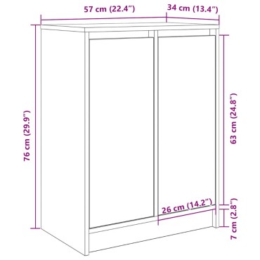 vidaXL Παπουτσοθήκη Μαύρη 57x34x76cm από Επεξεργασμένο Ξύλο