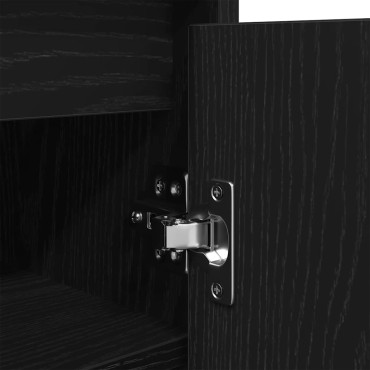 vidaXL Παπουτσοθήκη Μαύρη βελανιδιά 29,5x34x76cm Επεξεργασμένο Ξύλο